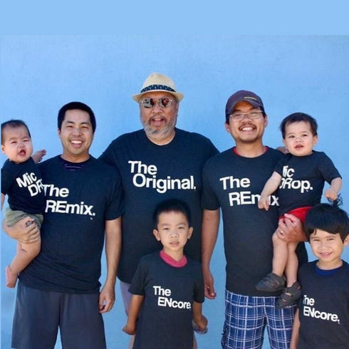 generation shirts of father and sons, and cousins down the lind